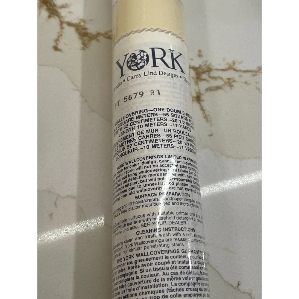 York Carey Lind Wallpaper‎ Yellow White Braid Classic FT5679 56 sq ft 10 m New